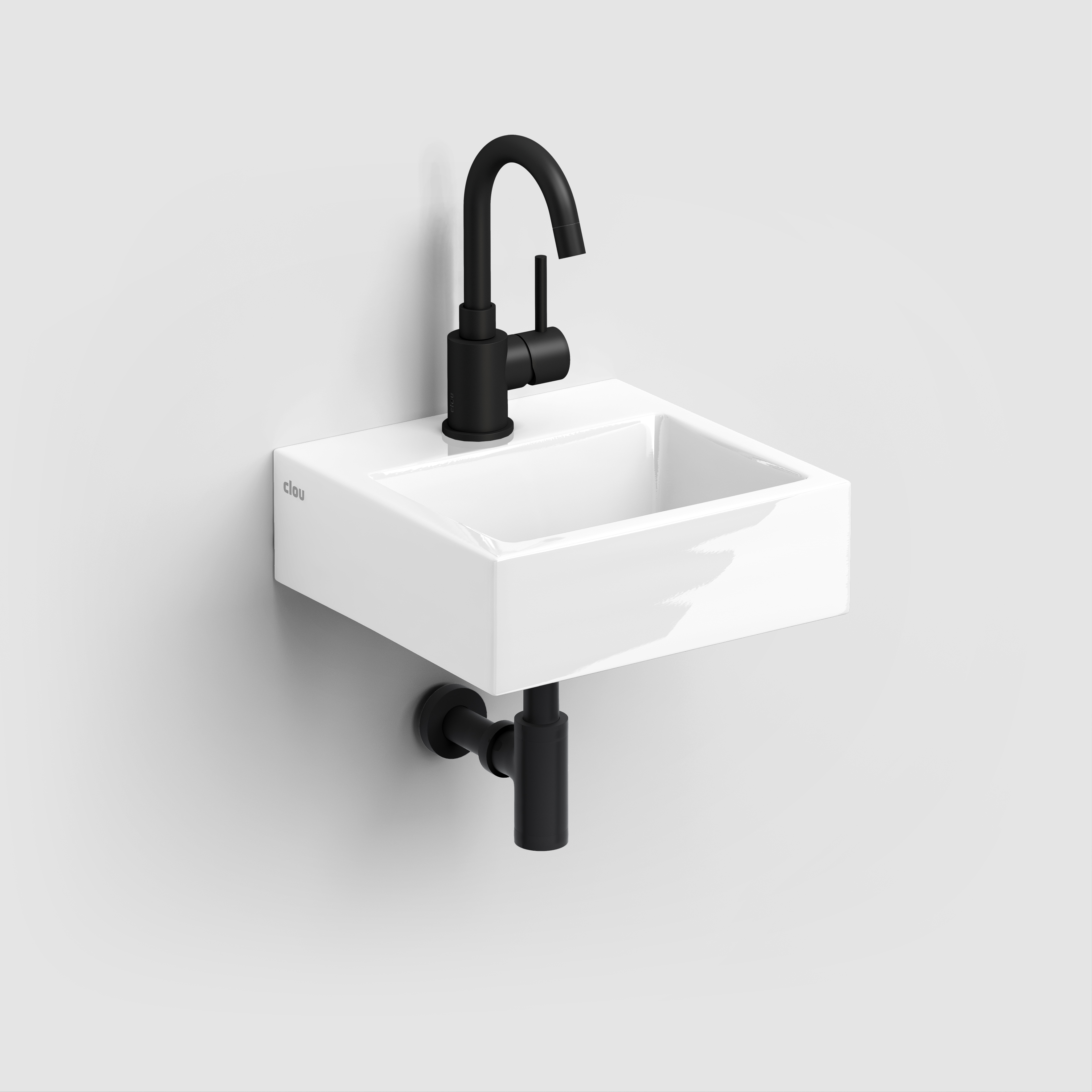 Clou Flush 1 fontein 28cm met kraangat met plug wit keramiek